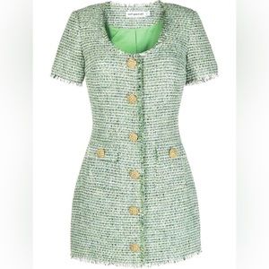 Self-Portrait Green Bouclé Mini Dress. Size 4